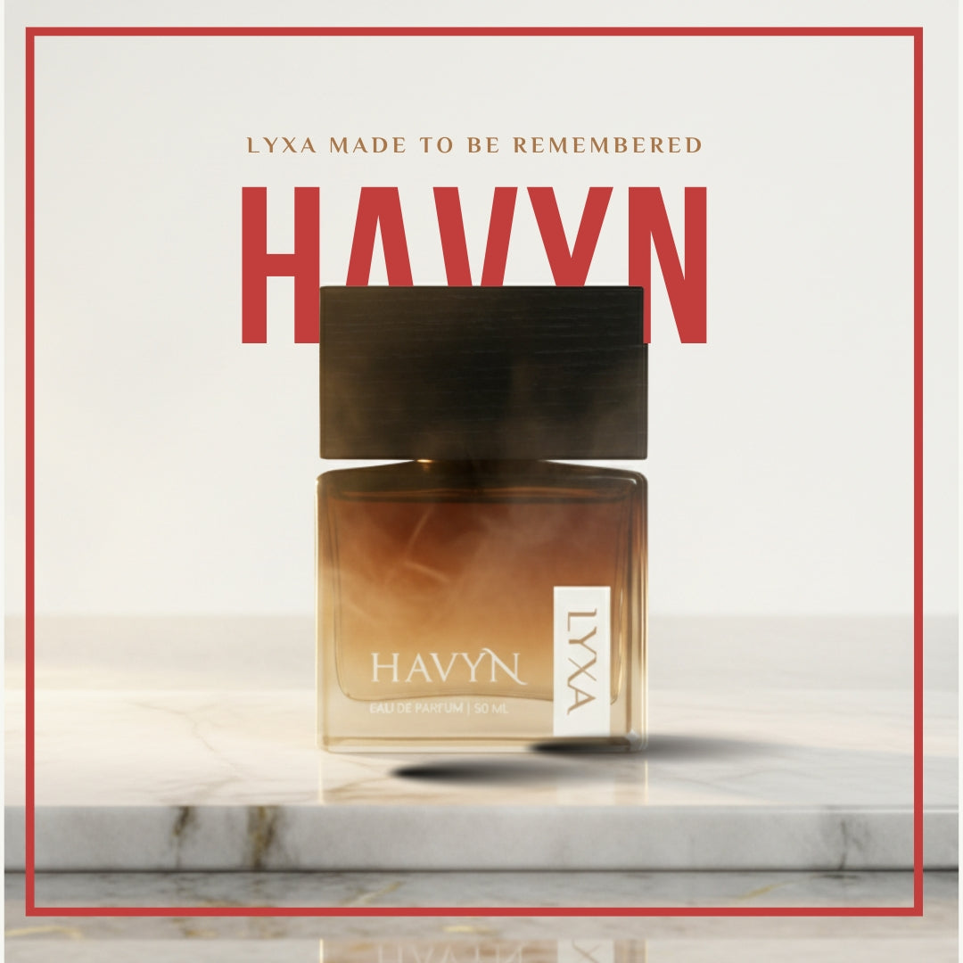 Havyn premium fragrance bottle on dark background showing luxury design and long lasting perfume aroma.