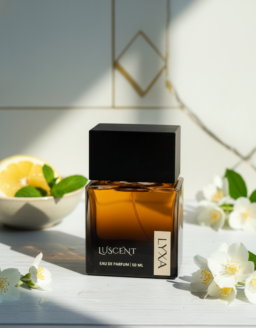 Premium packaging of Luscent perfume by Lyxa - long lasting luxury fragrance
