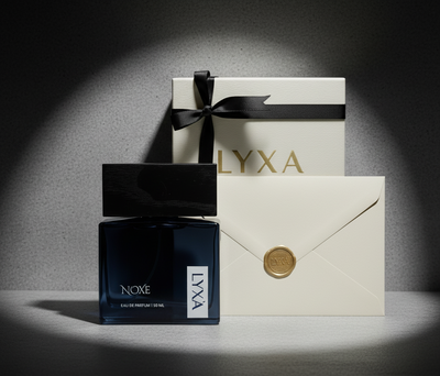 Lyxa Noxe perfume with box and letter